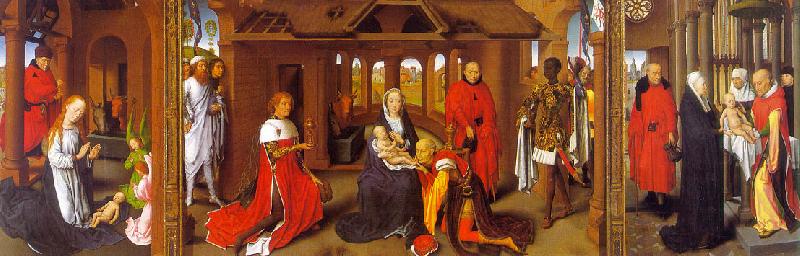 Hans Memling Triptych featuring The Nativity, The Adoration of the Magi The Presentation in the Temple oil painting picture
